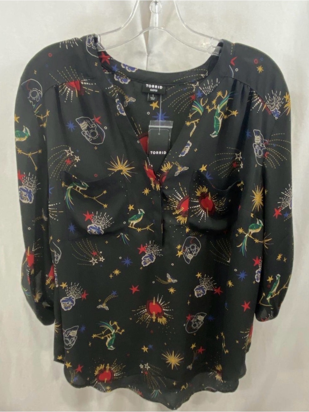 Torrid Plus Harper Tattoo Print 3/4 Sleeve Top 1X